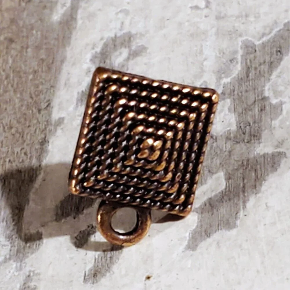 Avant Garde Antique Copper Egyptian Pyramid Dotted Earring Post Findings 10 pcs